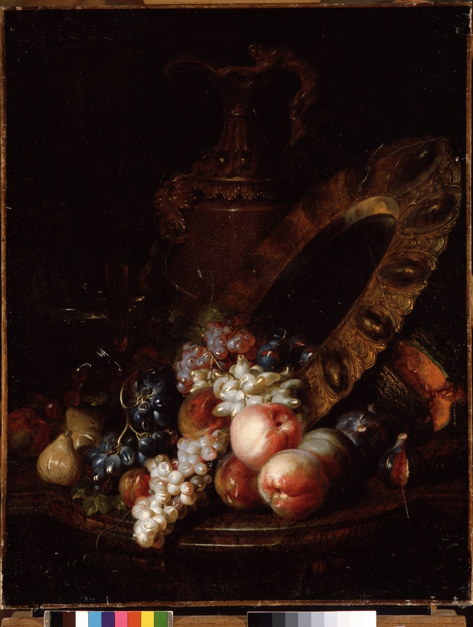 Martwa natura z owocami i cennymi przedmiotami (olej na płótnie) autorstwa Jean Baptiste Belin de Fontenay