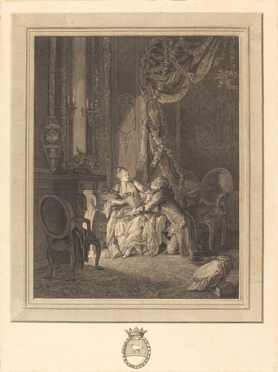 Niebezpieczeństwo tete-a-tete autorstwa Jean Baptiste Blaise Simonet after Pierre Antoine Baudouin