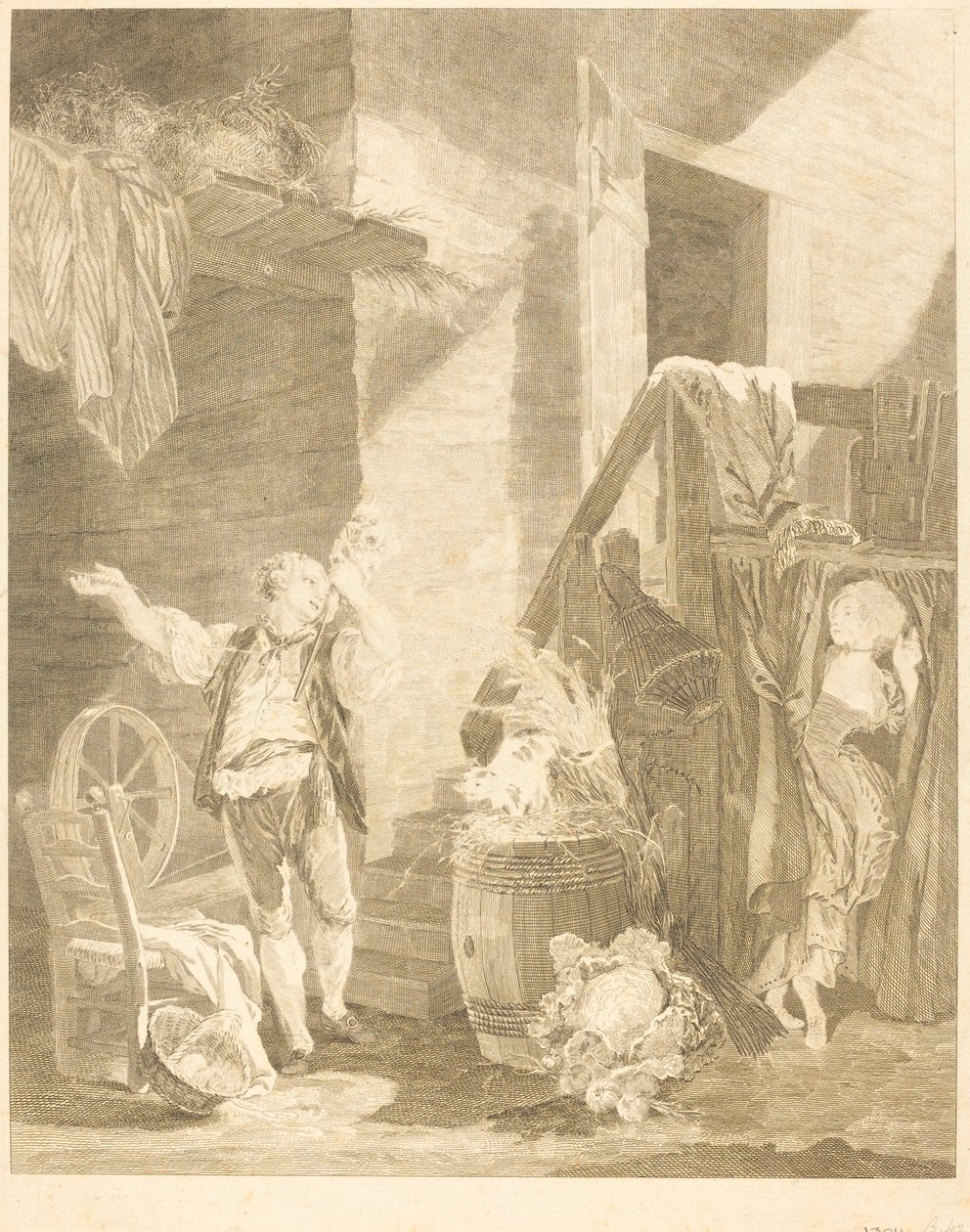 Róża i Colas autorstwa Jean Baptiste Blaise Simonet after Pierre Antoine Baudouin