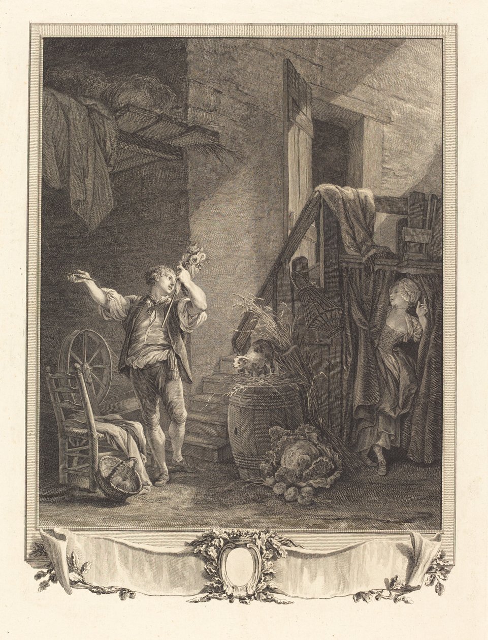 Róża i Colas autorstwa Jean Baptiste Blaise Simonet after Pierre Antoine Baudouin