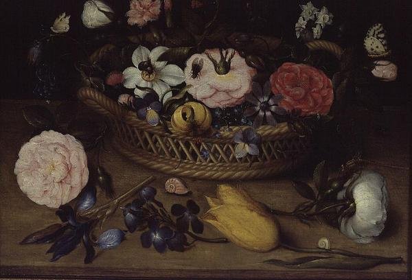 Kosz z kwiatami autorstwa Jean Baptiste Bosschaert