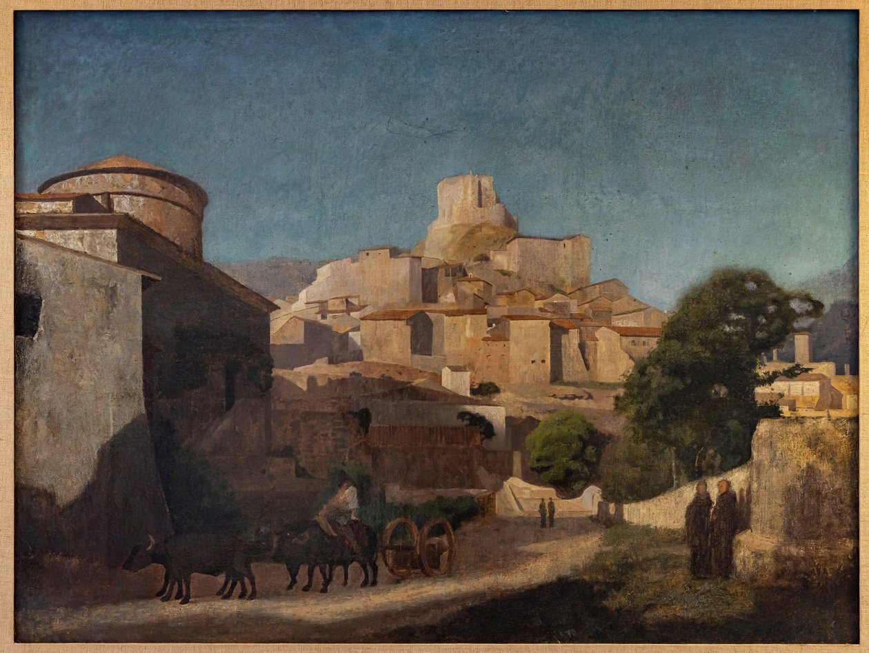 Wieś w Lacjum (olej na płótnie) autorstwa Jean Baptiste Camille (attr.to) Corot