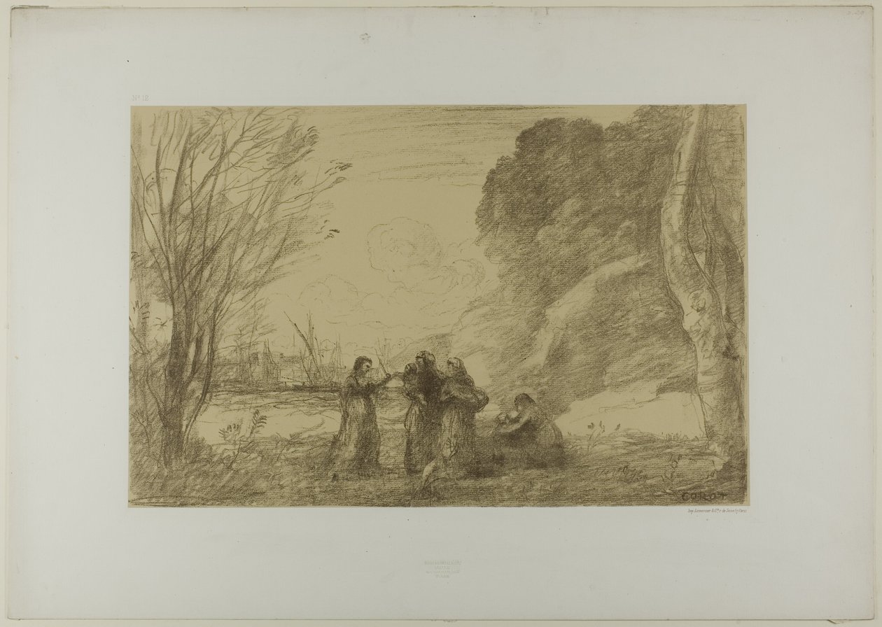 Rodzina w Terracinie autorstwa Jean Baptiste Camille Corot