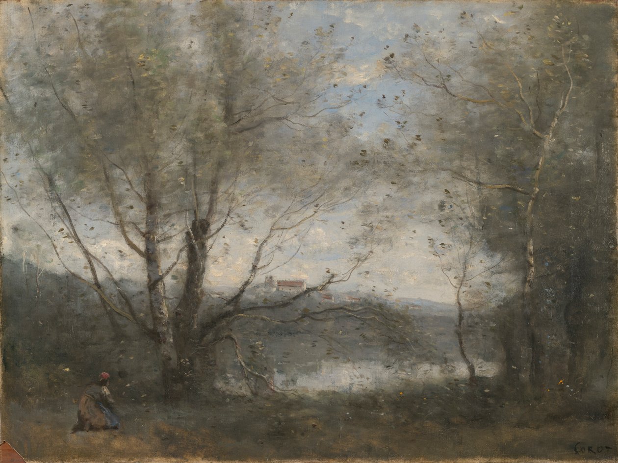 Staw widziany przez drzewa autorstwa Jean Baptiste Camille Corot