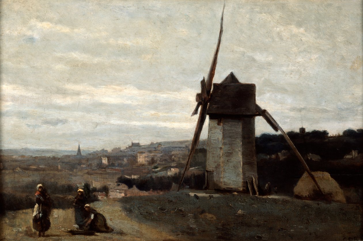 Wiatrak, Etretat, XIX wiek. autorstwa Jean Baptiste Camille Corot