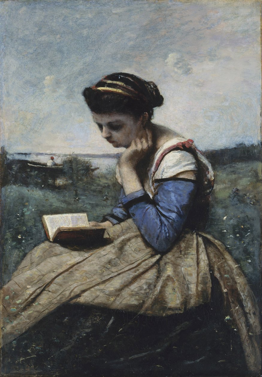 Kobieta czytająca autorstwa Jean Baptiste Camille Corot
