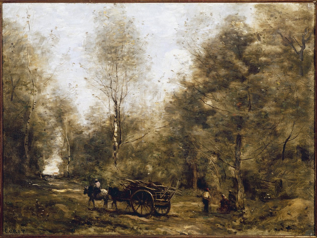 Ścieżka w lesie Wagnonville (olej na płótnie) autorstwa Jean Baptiste Camille Corot