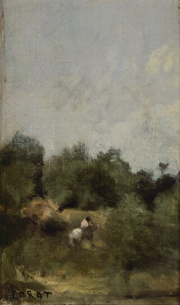 Jeździec na wsi, Jean-Baptiste-Camille Corot (1796-1875). autorstwa Jean Baptiste Camille Corot