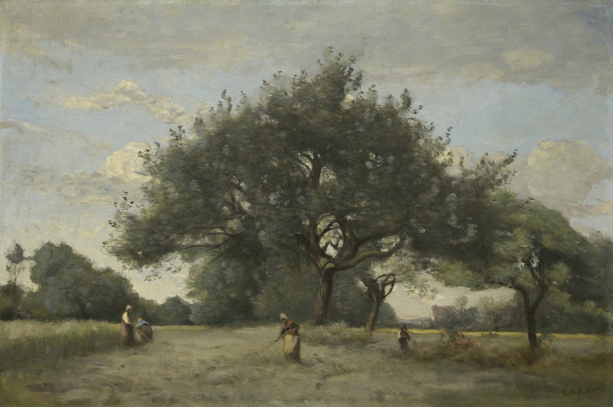 Jabłonie na polu, ok. 1865?-70 autorstwa Jean Baptiste Camille Corot