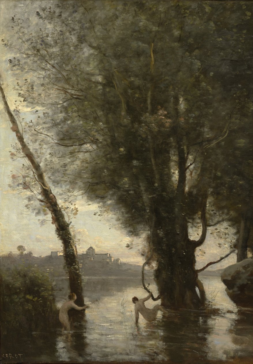 Kąpiących się na Wyspach Borromee, ok. 1865-70 autorstwa Jean Baptiste Camille Corot