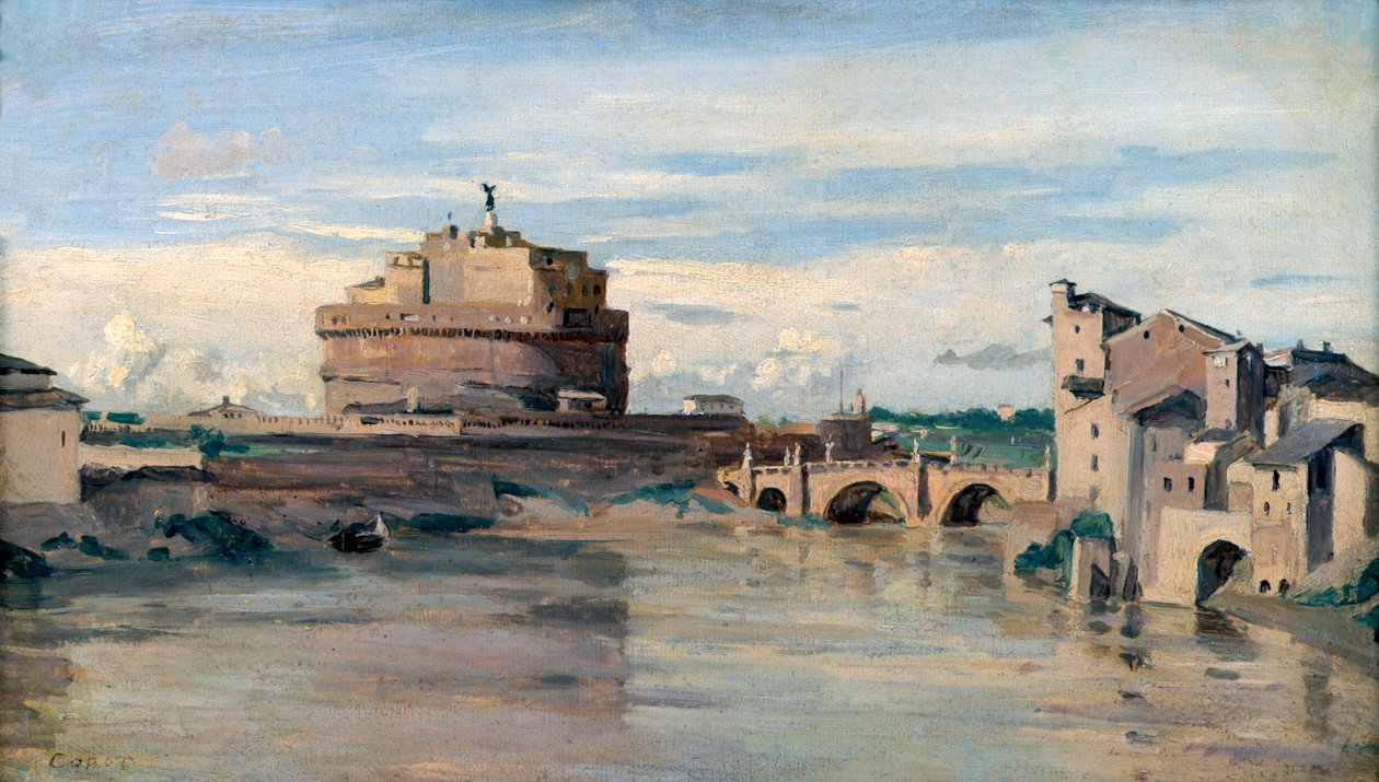 Castel Sant Angelo i Tyber, Rzym, c1816-1875 autorstwa Jean Baptiste Camille Corot