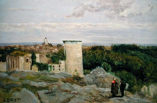 Zamek Falaise, ok.1846 (olej na płótnie) autorstwa Jean Baptiste Camille Corot