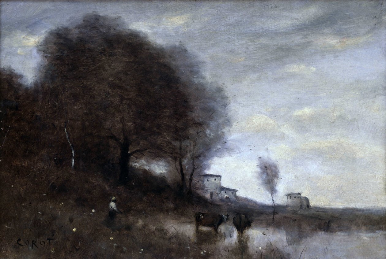 Pejzaż wiejski (olej na płótnie) autorstwa Jean Baptiste Camille Corot