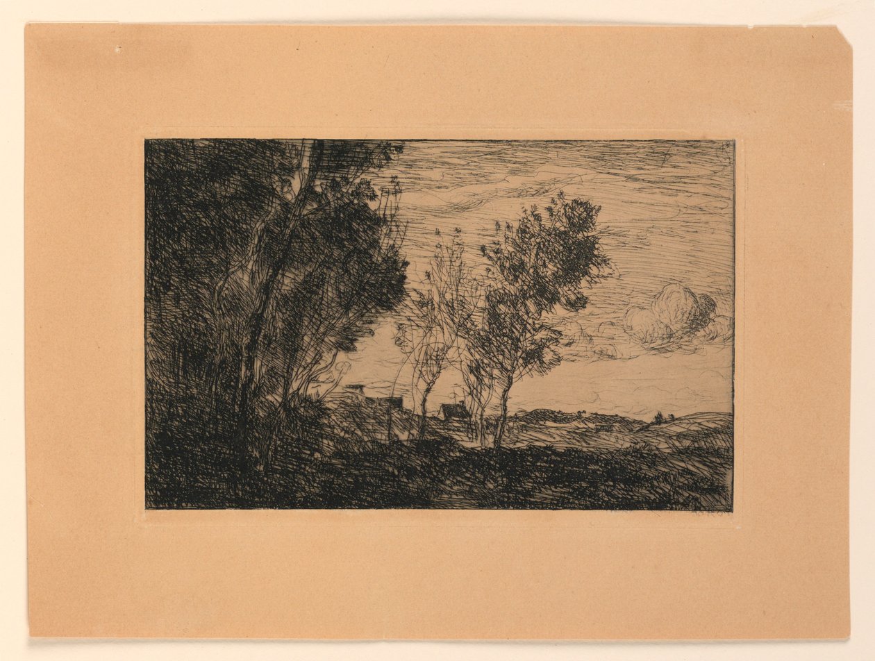 Na wydmach: pamiątka z lasu w Hauge autorstwa Jean Baptiste Camille Corot