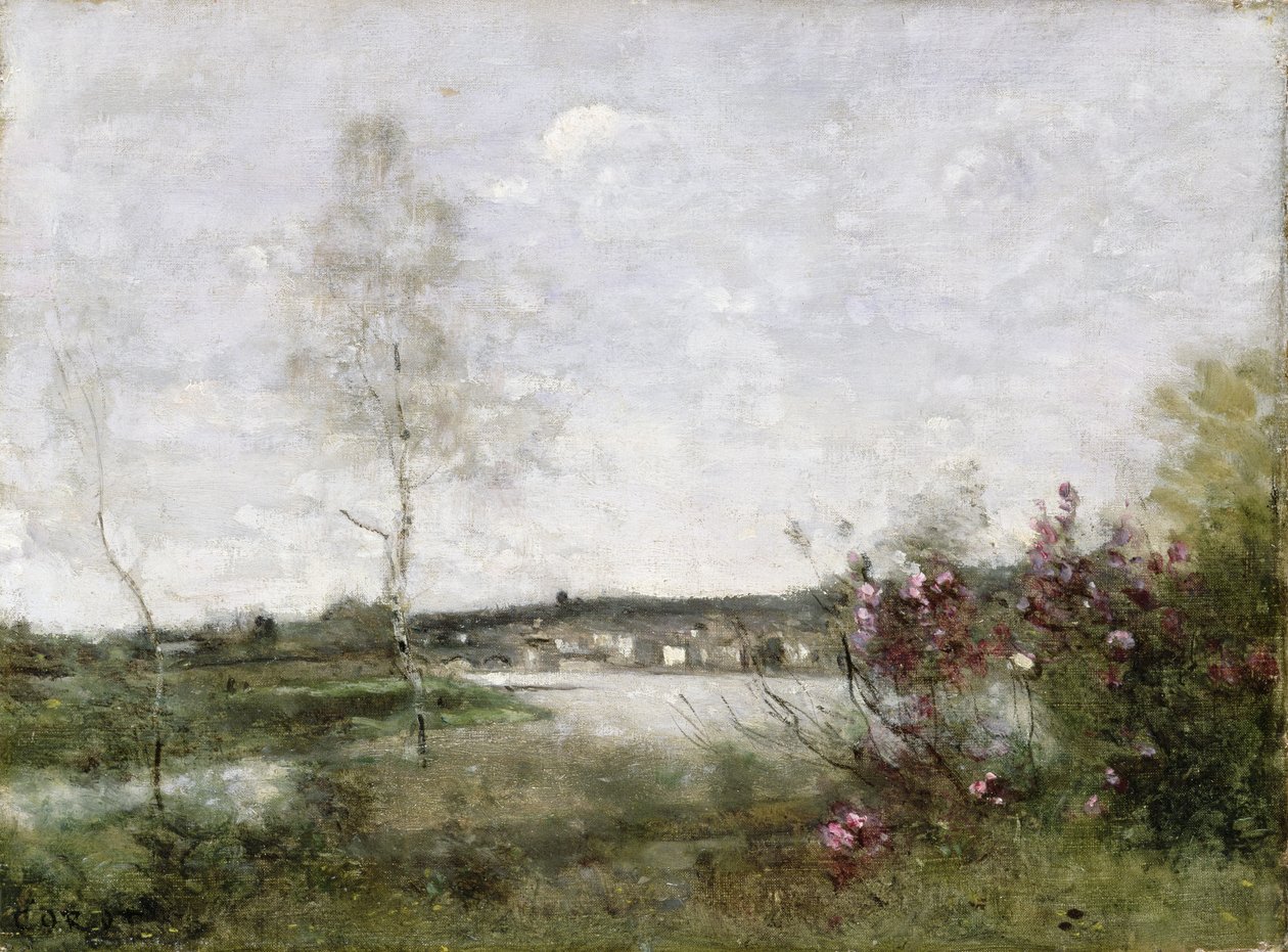 Odległy widok Corbeil, poranek, ok. 1870 (olej na płótnie) autorstwa Jean Baptiste Camille Corot