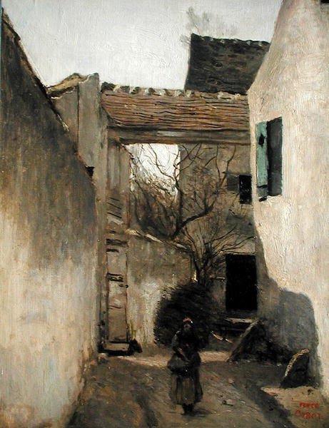 Ecouen, Corner of the Village, ok.1870 (olej na płótnie) autorstwa Jean Baptiste Camille Corot