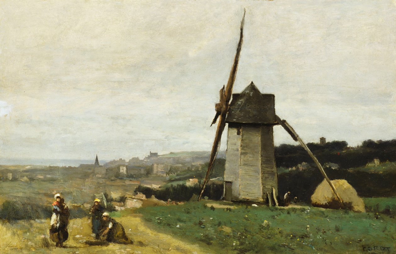 Etretat – wiatrak, autorstwa Jean Baptiste Camille Corot