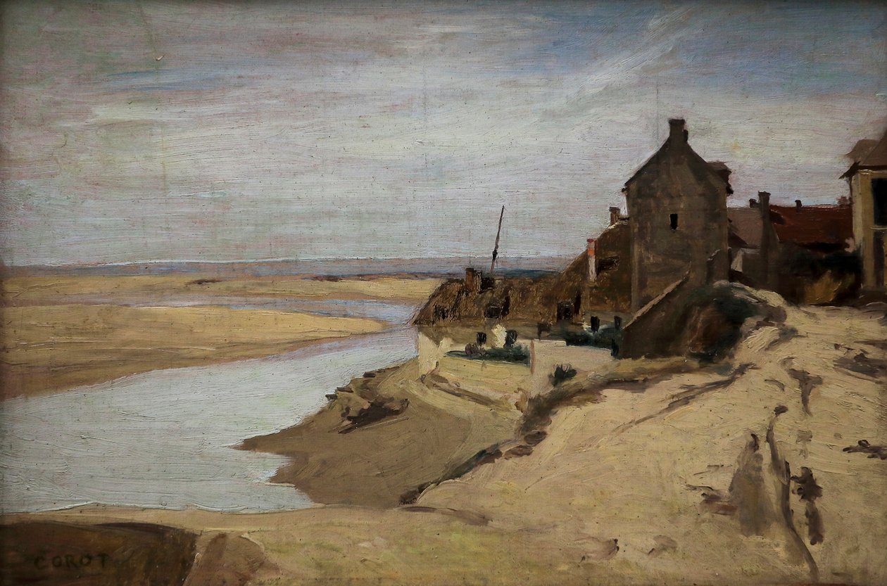 Domy rybackie w Trouville autorstwa Jean Baptiste Camille Corot