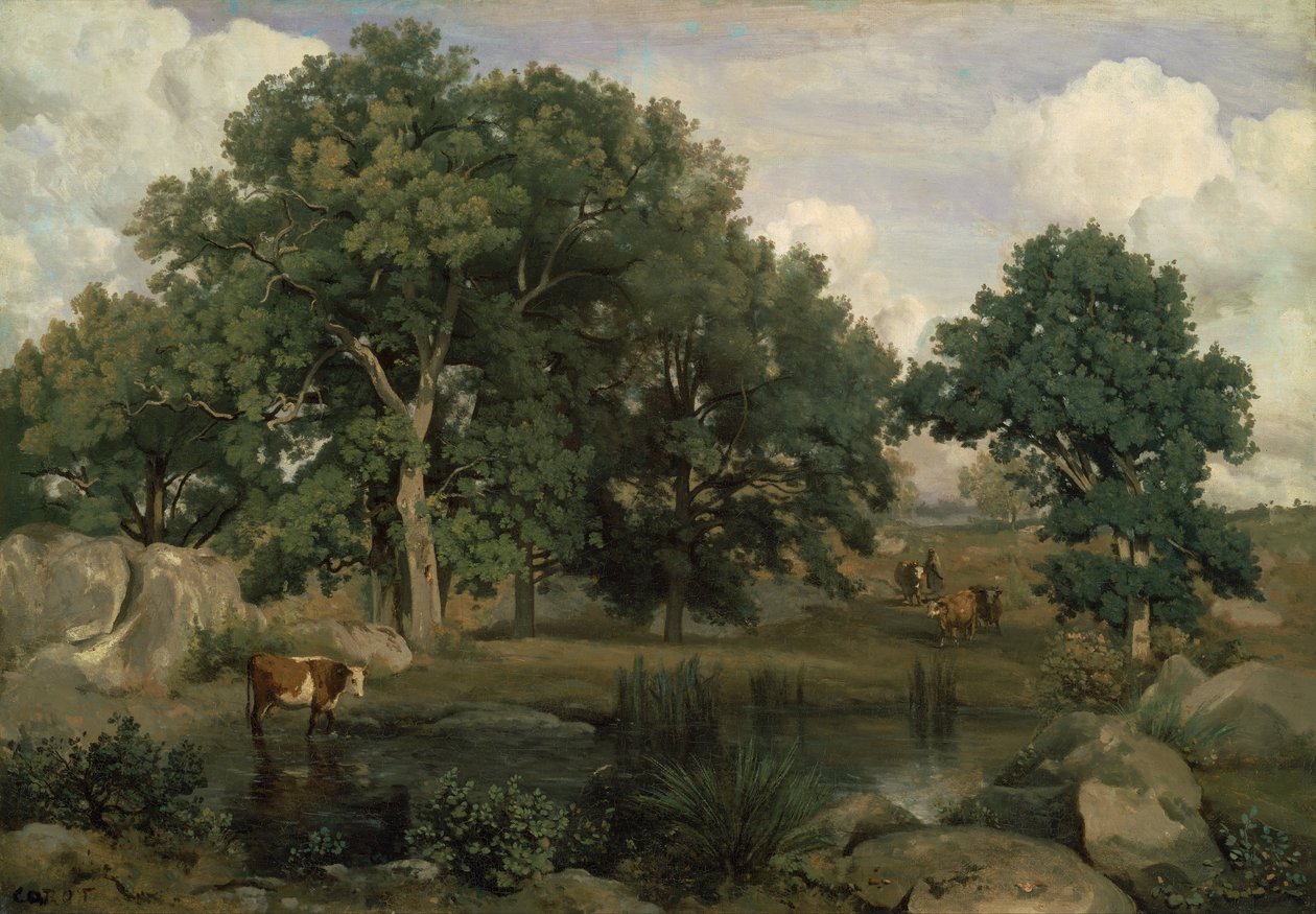 Francuski: Forêt de Fontainebleau Las Fontainebleau autorstwa Jean Baptiste Camille Corot