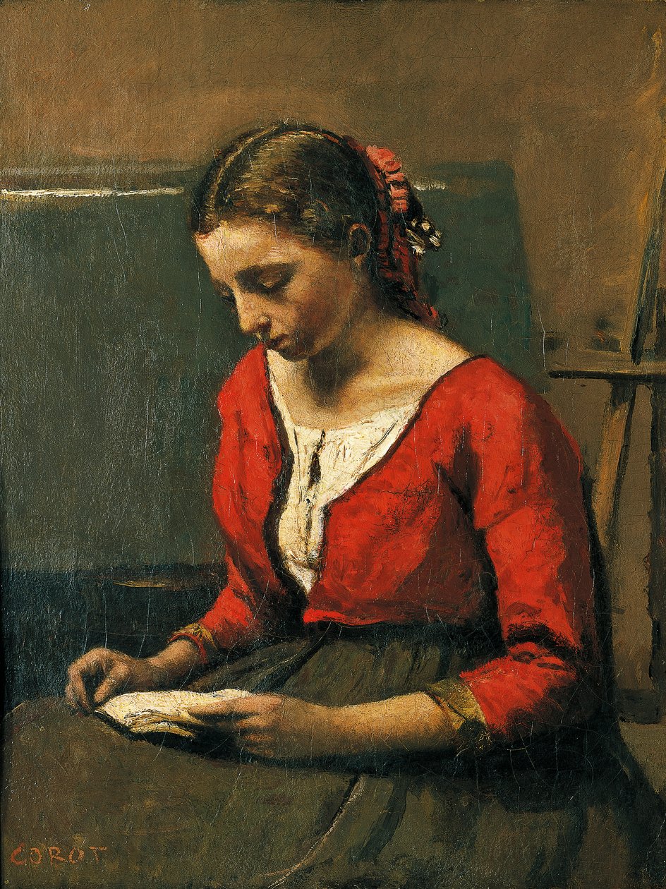 Dziewczyna czytająca — Jean-Baptiste-Camille Corot (1796-1875) autorstwa Jean Baptiste Camille Corot