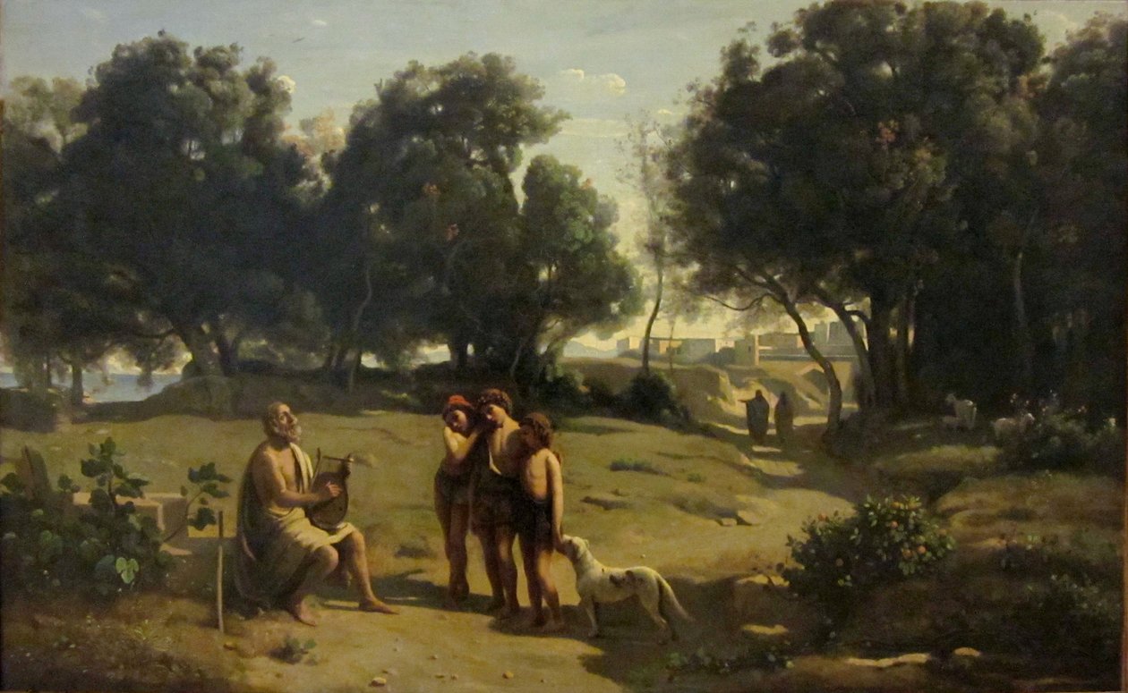 Homer i pasterze autorstwa Jean Baptiste Camille Corot