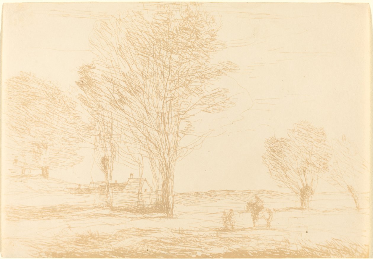 Jeździec zatrzymany na wsi autorstwa Jean Baptiste Camille Corot
