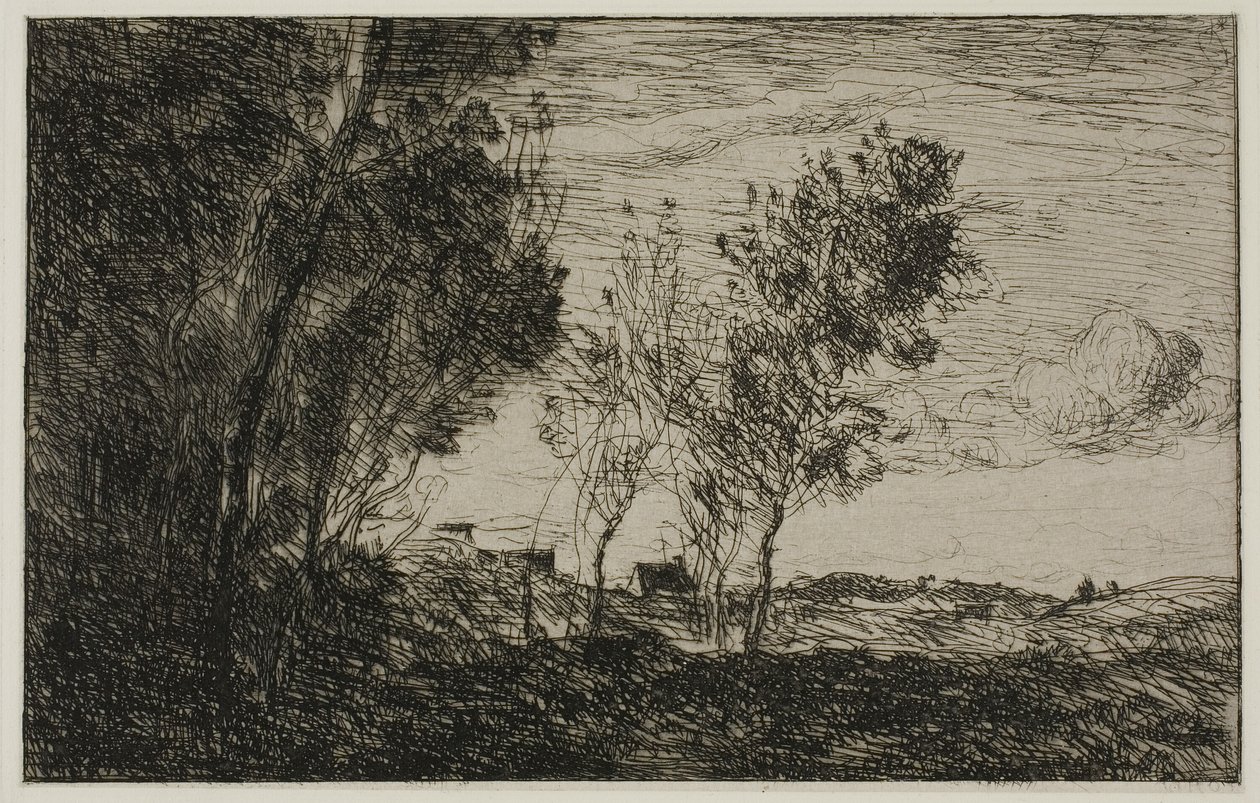 Na wydmach: Pamiątka z lasów Hagi autorstwa Jean Baptiste Camille Corot