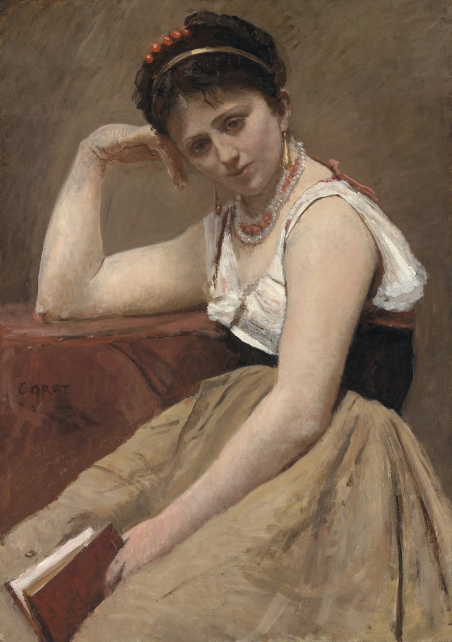 Przerwane czytanie autorstwa Jean Baptiste Camille Corot