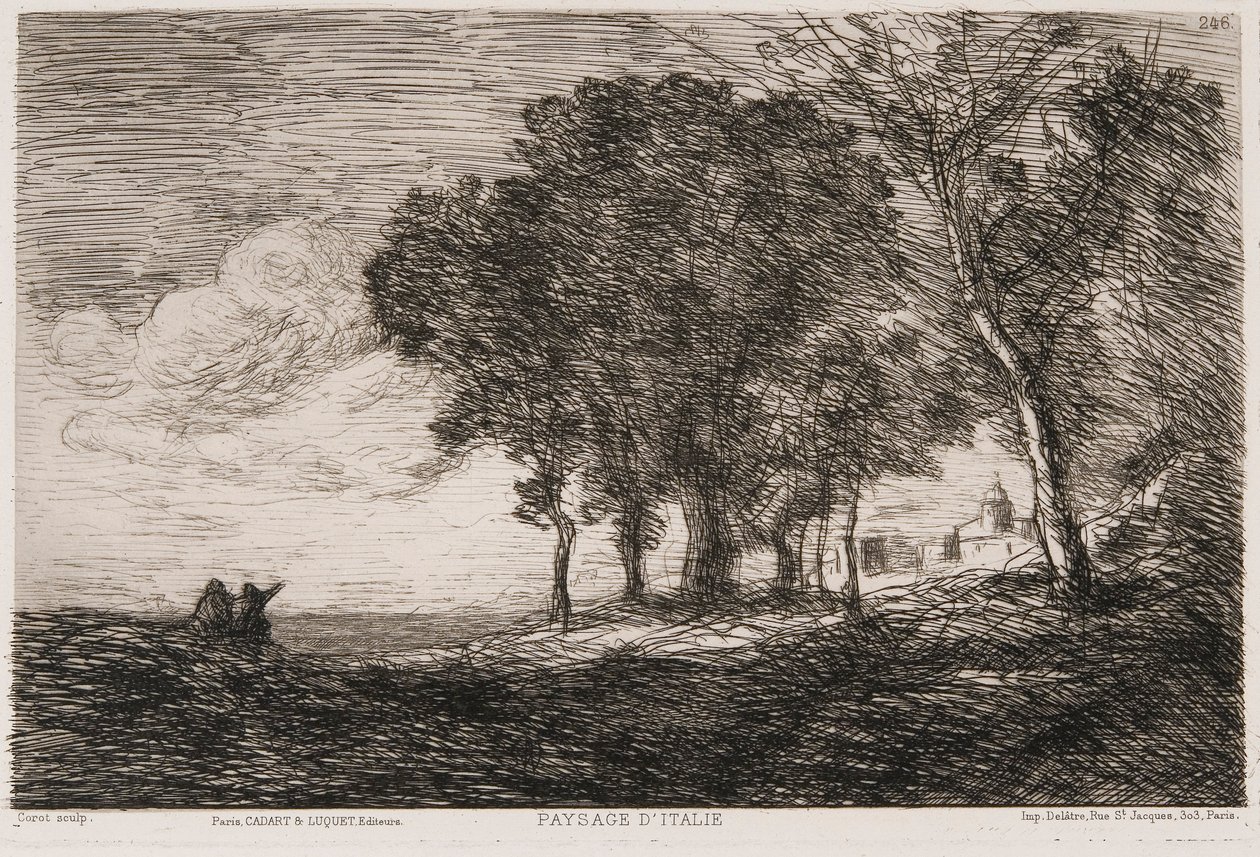 Pejzaż włoski, ok. 1865 r. autorstwa Jean Baptiste Camille Corot