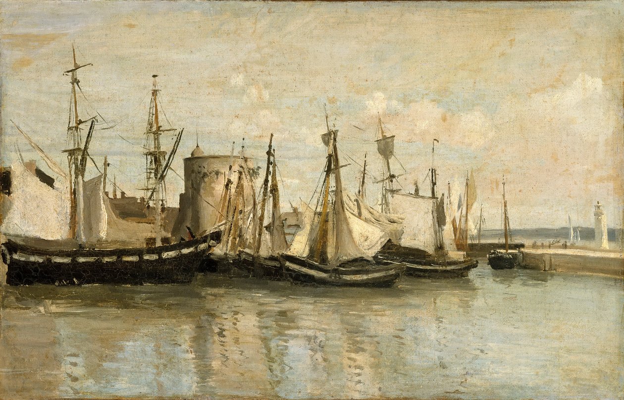 La Rochelle. Wejście do portu na plaży autorstwa Jean Baptiste Camille Corot
