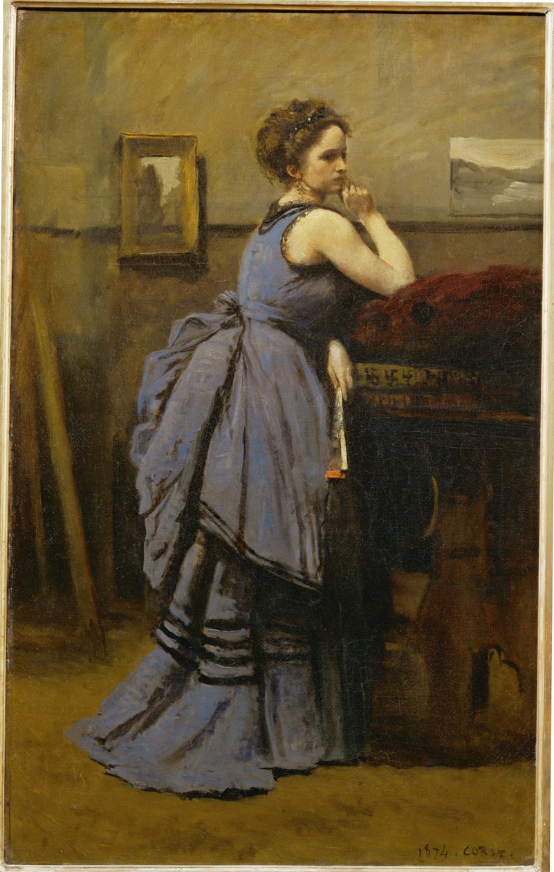 La dame en bleu - Dama w niebieskim ... autorstwa Jean Baptiste Camille Corot