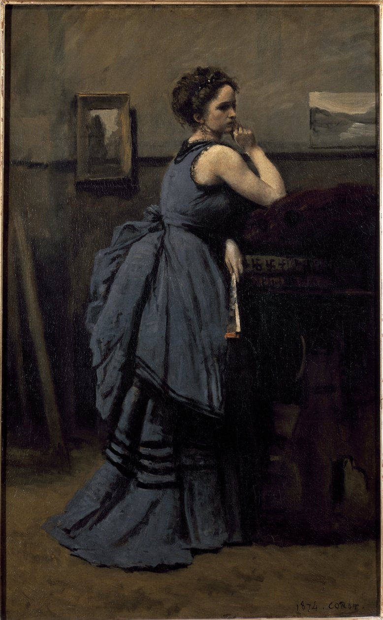 Dama w błękicie (olej na płótnie) autorstwa Jean Baptiste Camille Corot