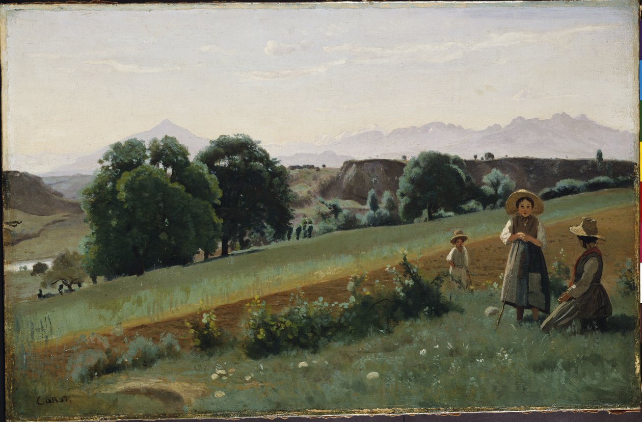 Krajobraz w Mornex, c.1842 autorstwa Jean Baptiste Camille Corot