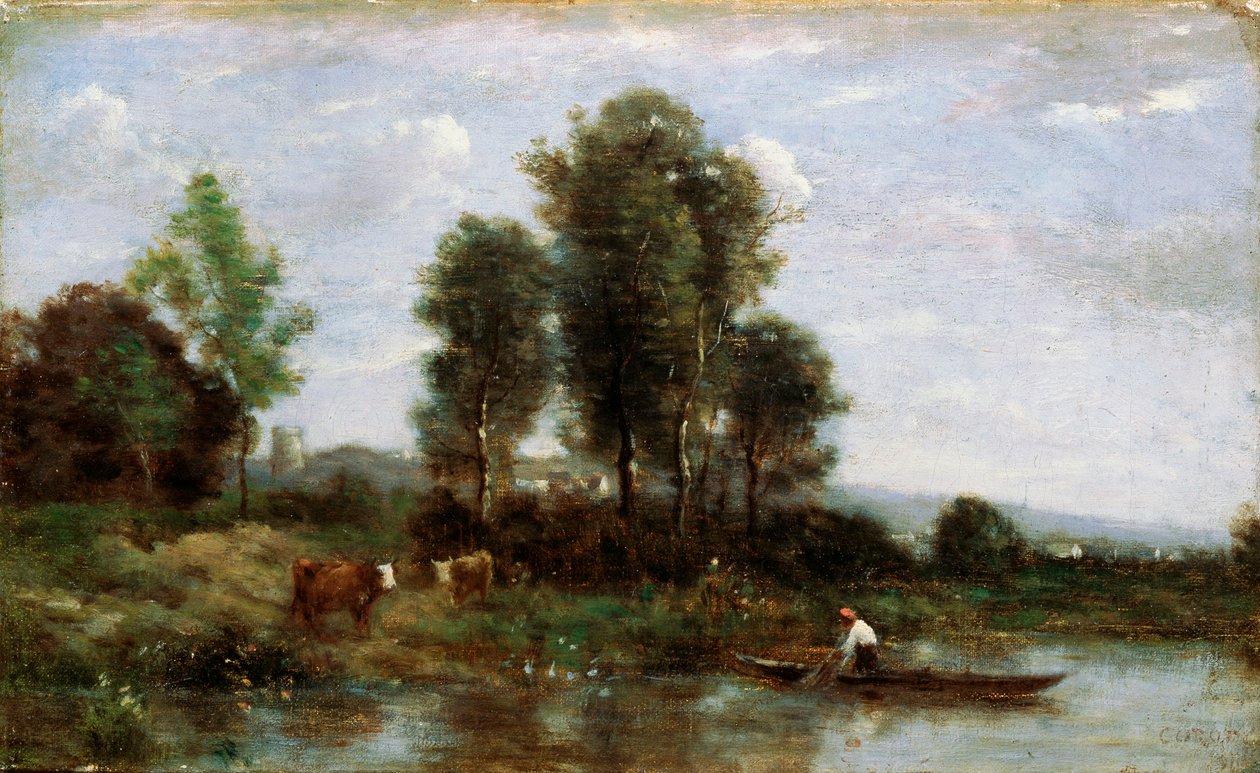 Krajobraz z rzeką, XIX w. autorstwa Jean Baptiste Camille Corot