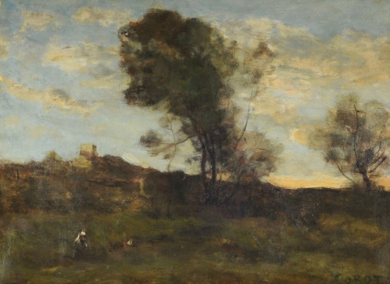 Ostatnie promienie słońca, c.1870 (olej na płótnie) autorstwa Jean Baptiste Camille Corot