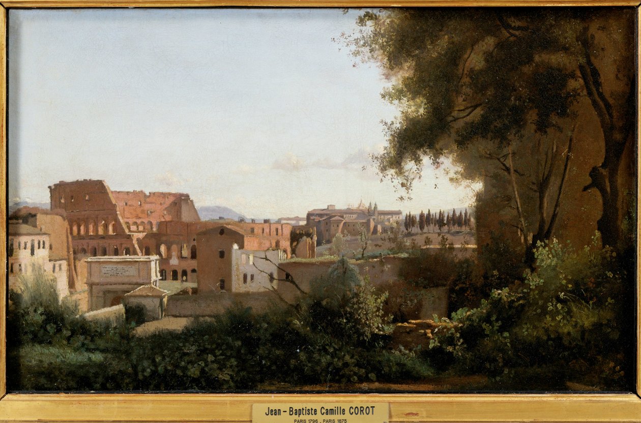 Le Colisee vu des jardins Farnese - Koloseum widziane z ogrodów Farnese ... autorstwa Jean Baptiste Camille Corot