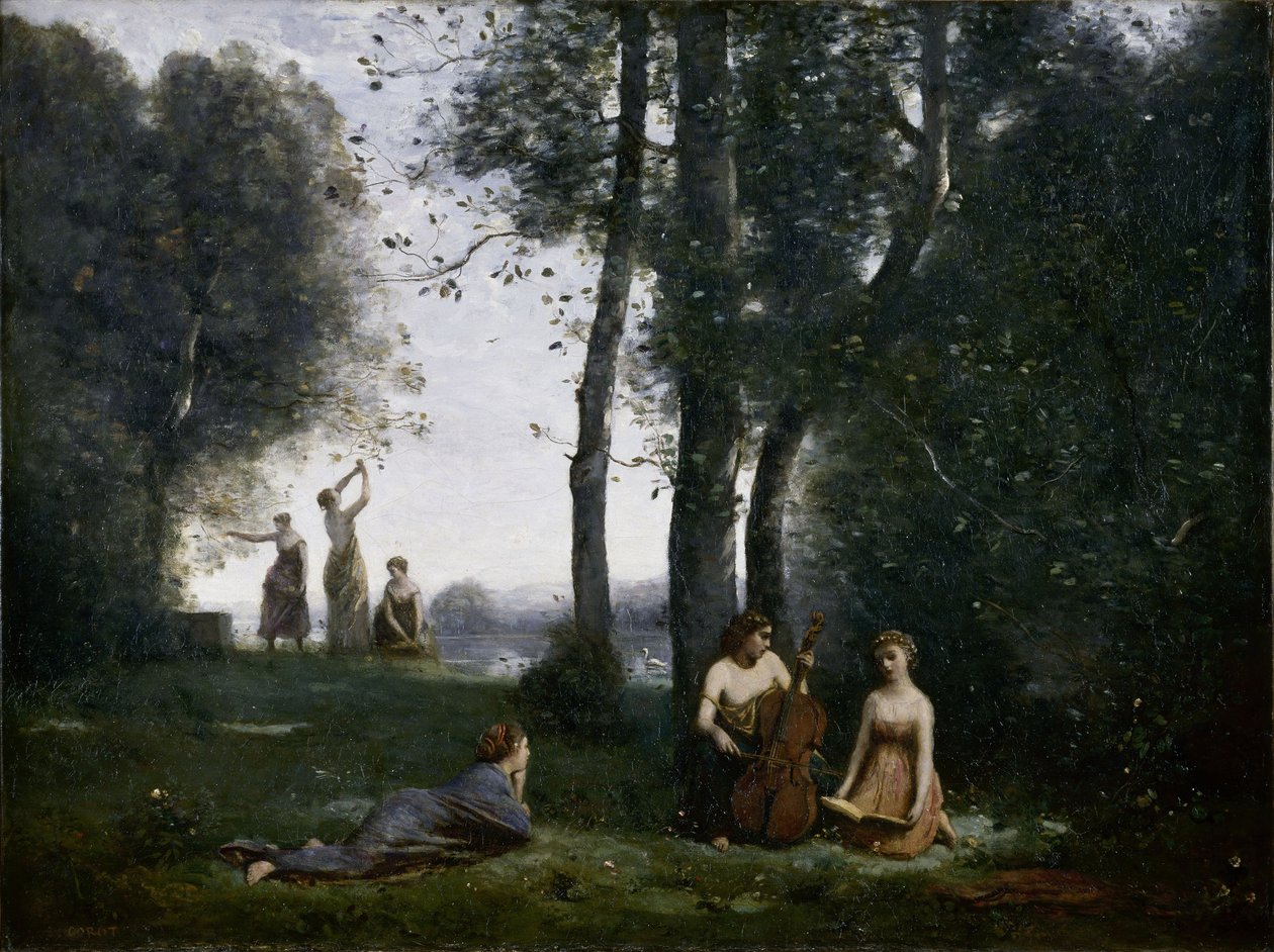 The Country Concert Woodland Twórcy muzyki autorstwa Jean Baptiste Camille Corot