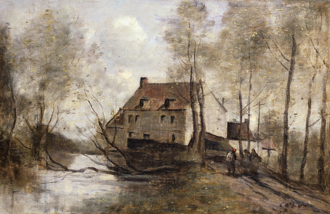 Le Moulin Brule, Planque, niedaleko Douai autorstwa Jean Baptiste Camille Corot