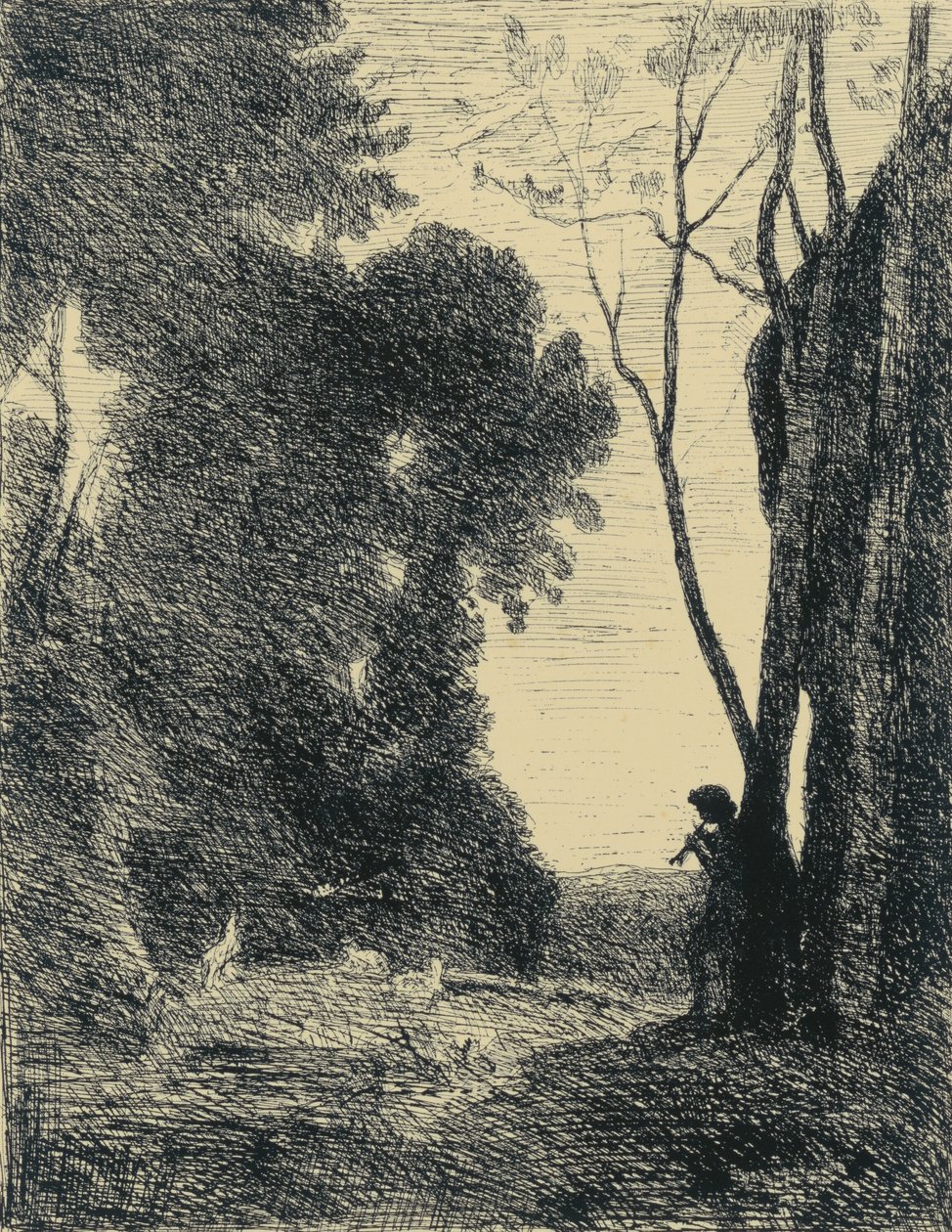 Le Petit Berger, 2em Planche autorstwa Jean Baptiste Camille Corot