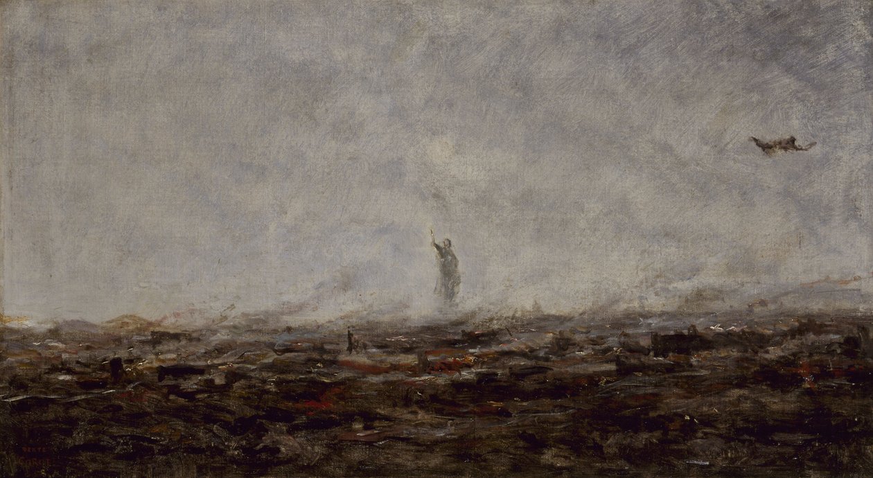 Le Rêve: Paryż w ogniu, wrzesień 1870, 1870 (olej na płótnie) autorstwa Jean Baptiste Camille Corot