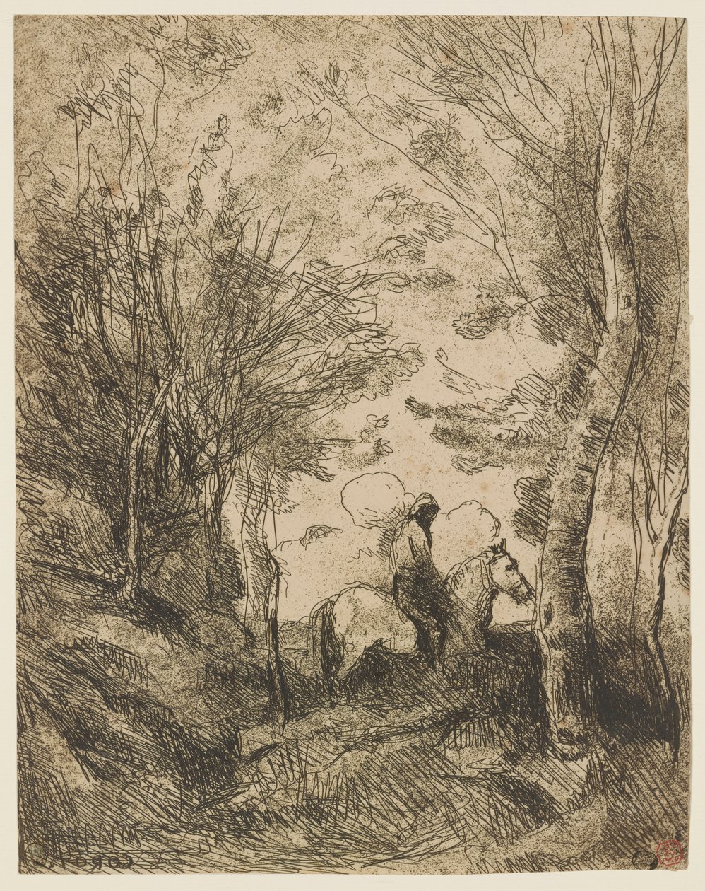 Le grand cavalier sous bois (Duży jeździec w lesie) autorstwa Jean Baptiste Camille Corot