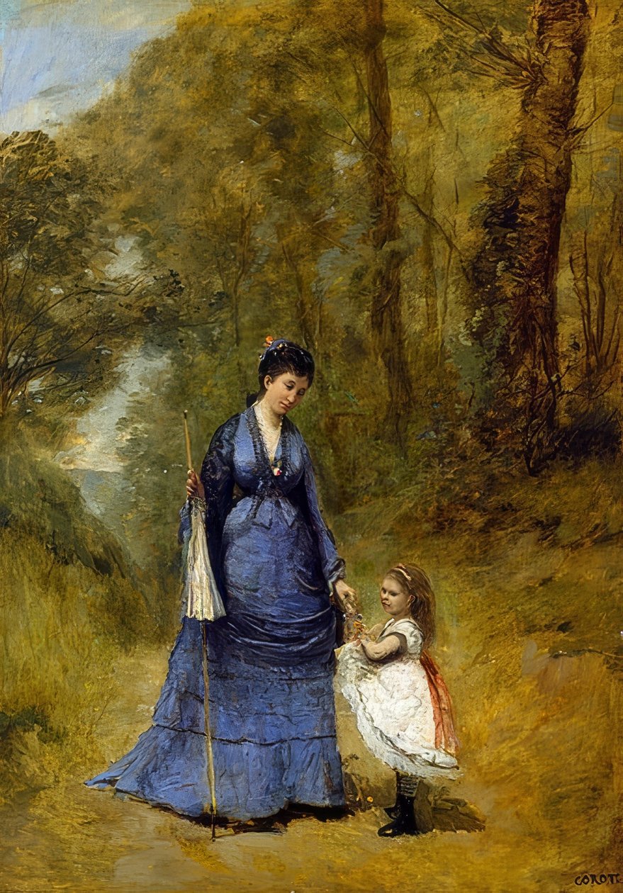 Madame Stumpf i jej córka. 1872 autorstwa Jean Baptiste Camille Corot