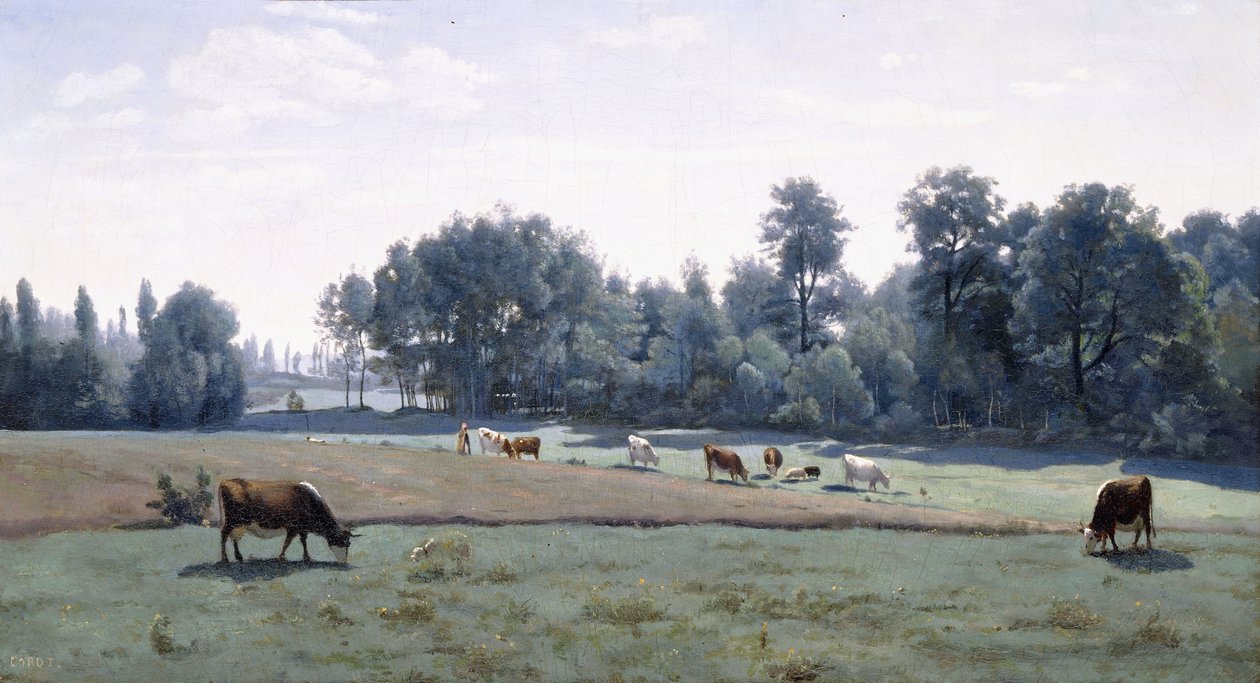 Marcoussis - Wypas krów, 1845-50 autorstwa Jean Baptiste Camille Corot