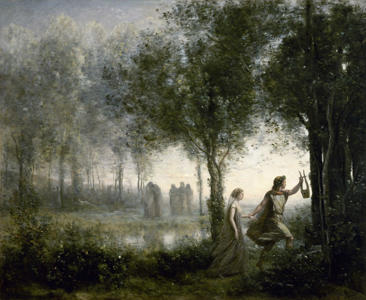Orfeusz wyprowadzający Eurydykę z podziemi autorstwa Jean Baptiste Camille Corot