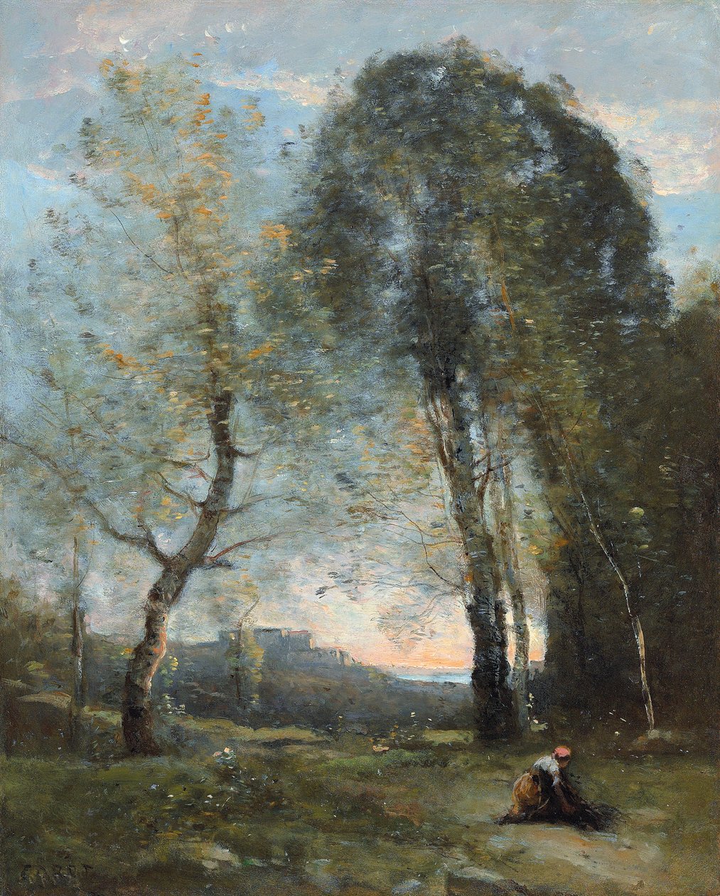 Chłopka zbierająca drewno, Włochy, ok. 1930 r. 1870-2 autorstwa Jean Baptiste Camille Corot
