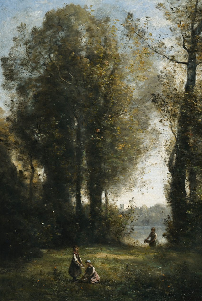 zbieranie stokrotek; Zbieranie stokrotek, ok. 1865-1870 autorstwa Jean Baptiste Camille Corot