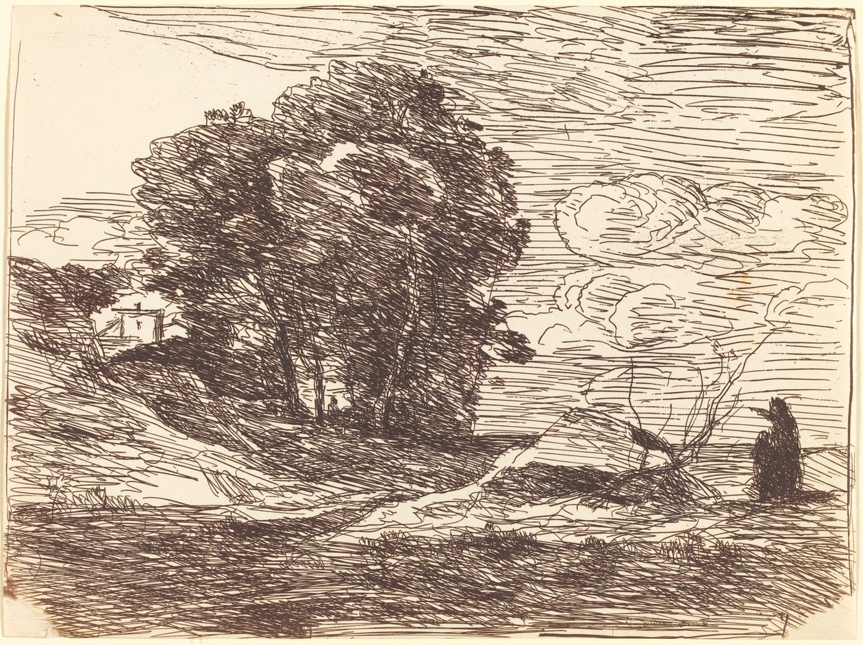 Mieszkanie poety autorstwa Jean Baptiste Camille Corot