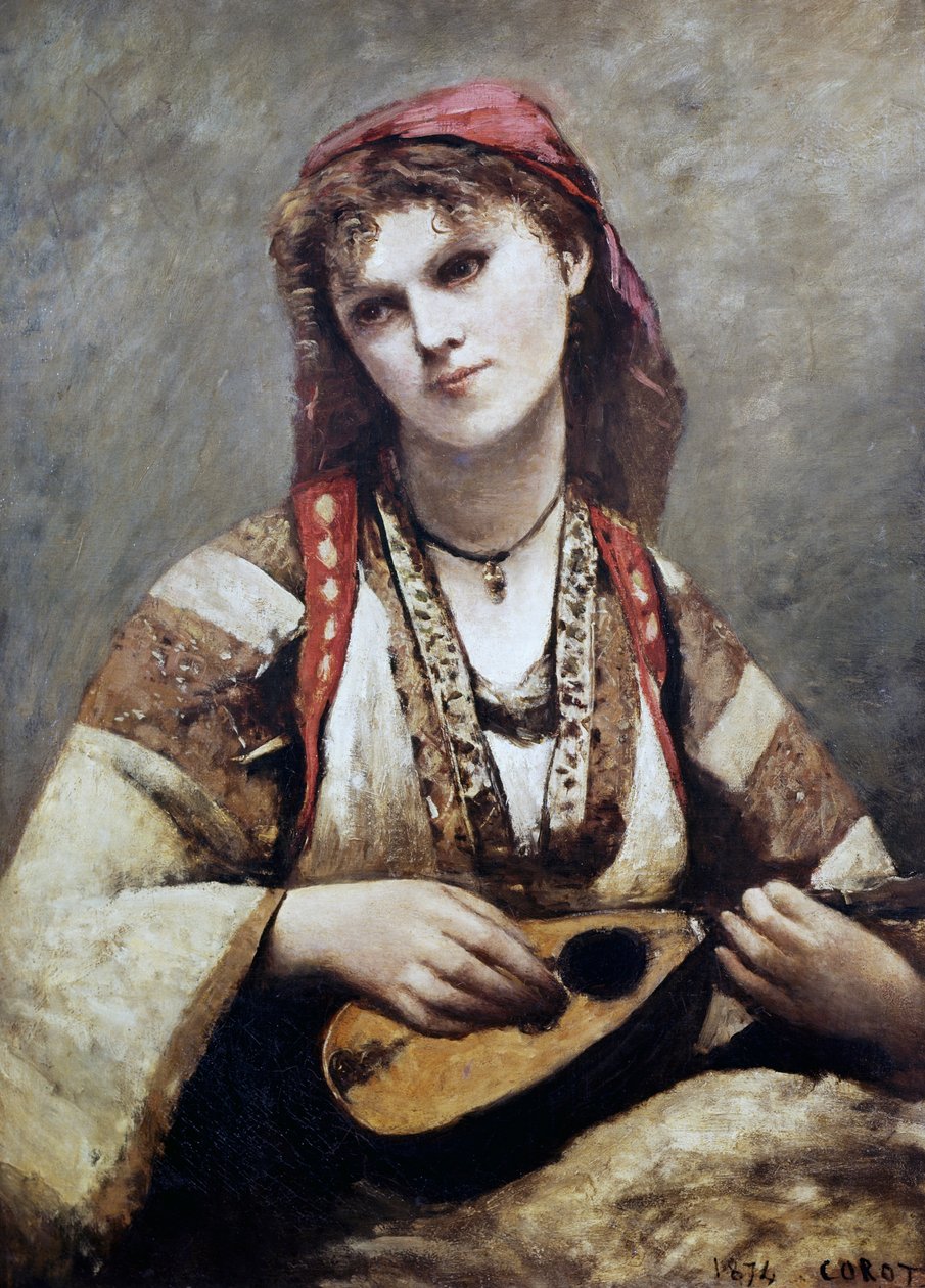 Portret Christine Nilson, czyli Cyganka z mandoliną autorstwa Jean Baptiste Camille Corot