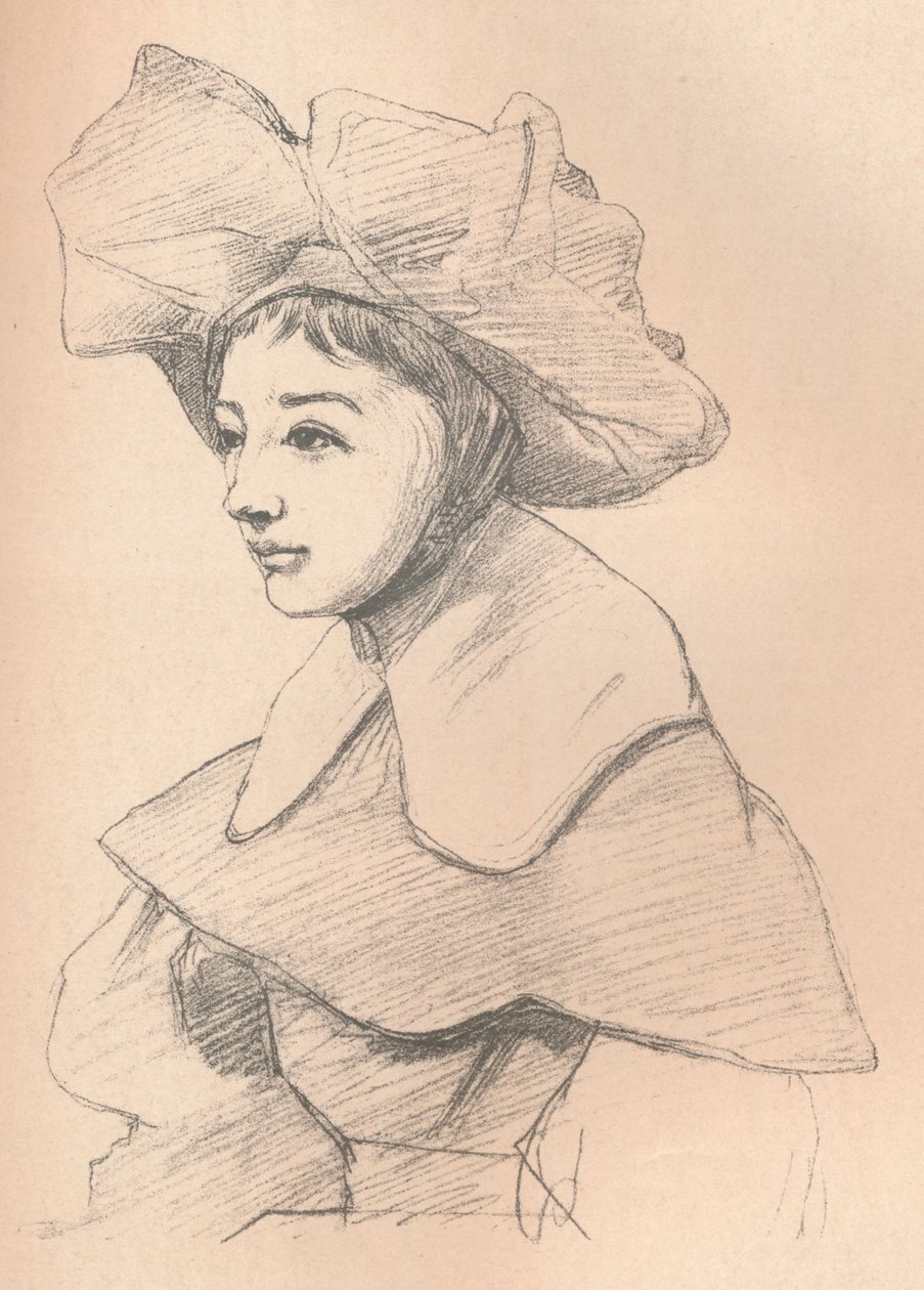 Portret młodej kobiety w dużym kapeluszu, Moja Hagar, ok. 1830 r. autorstwa Jean Baptiste Camille Corot