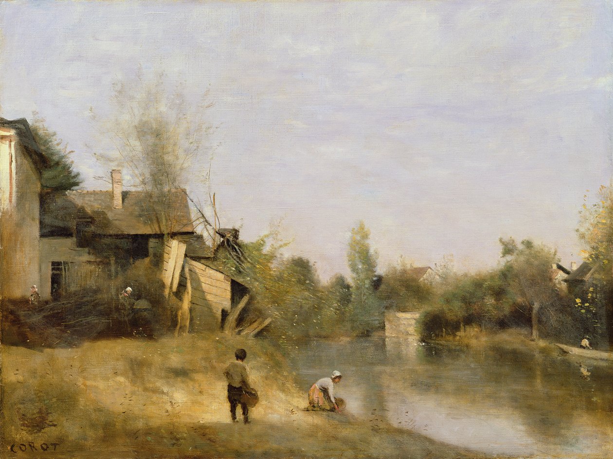 Brzeg rzeki w Mery sur Seine, Aube, c.1870 autorstwa Jean Baptiste Camille Corot